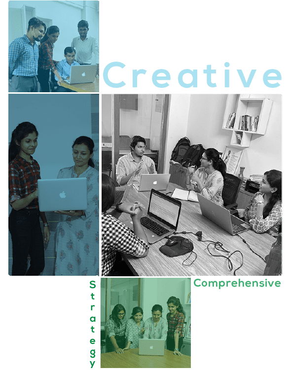 A collage of people working on laptops helped our clients achieve 230% business growth through Digital marketing.